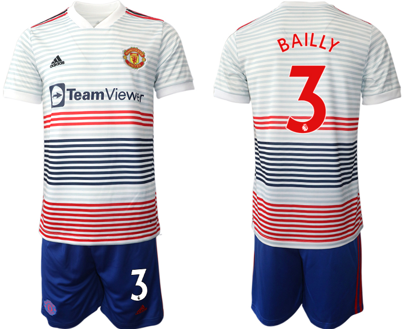 Men 2022-2023 Club Manchester United away white #3 Adidas Soccer Jersey->manchester united jersey->Soccer Club Jersey